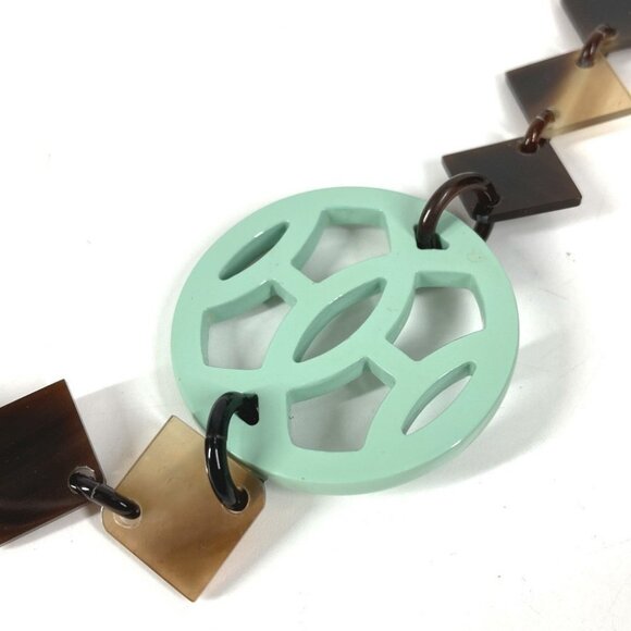 HERMES Collier Diva Buffalo Horn Logo Accessory Long Necklace Multicolore - Picture 2 of 12